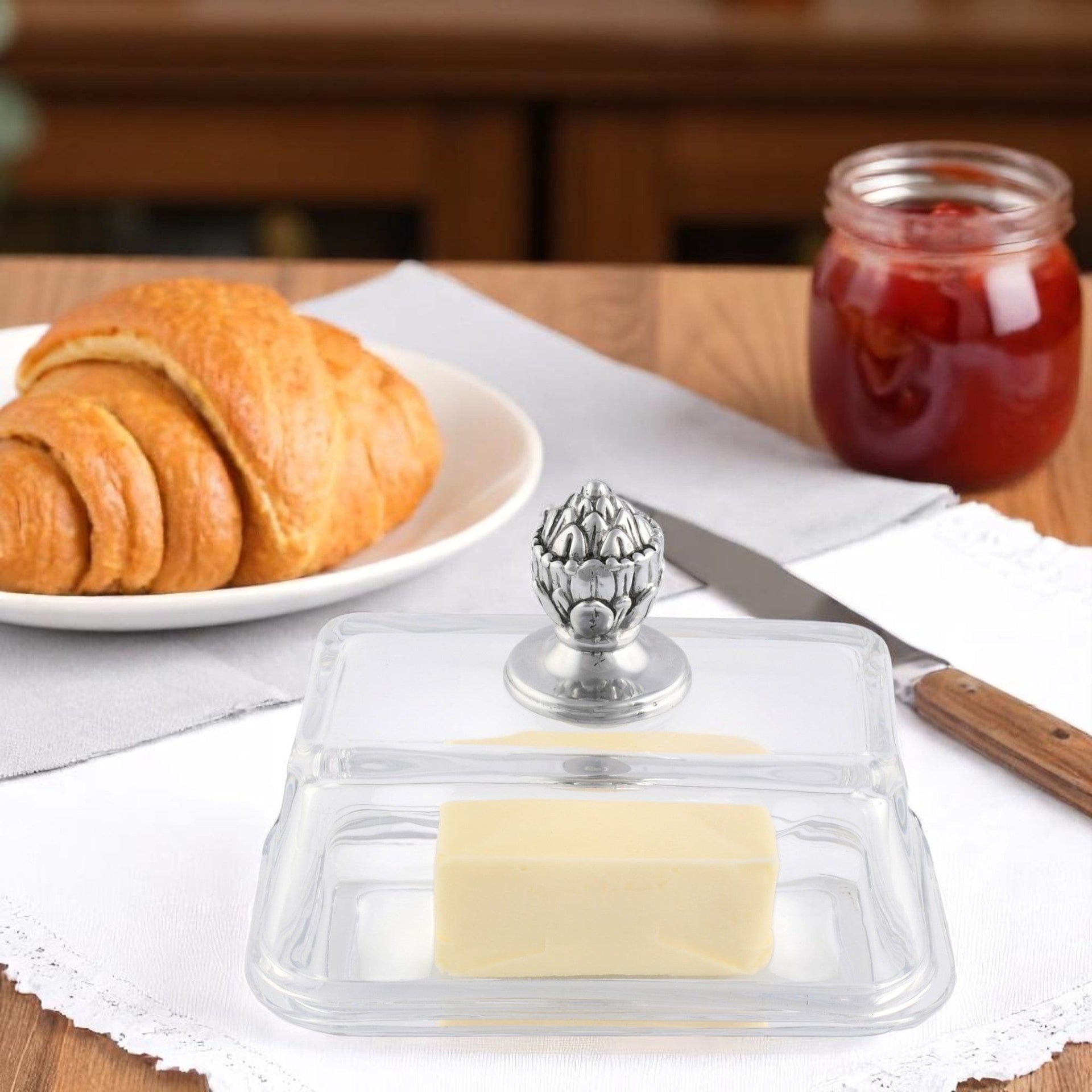 Glass Butter Dish - Concho Arthur Court Designs
