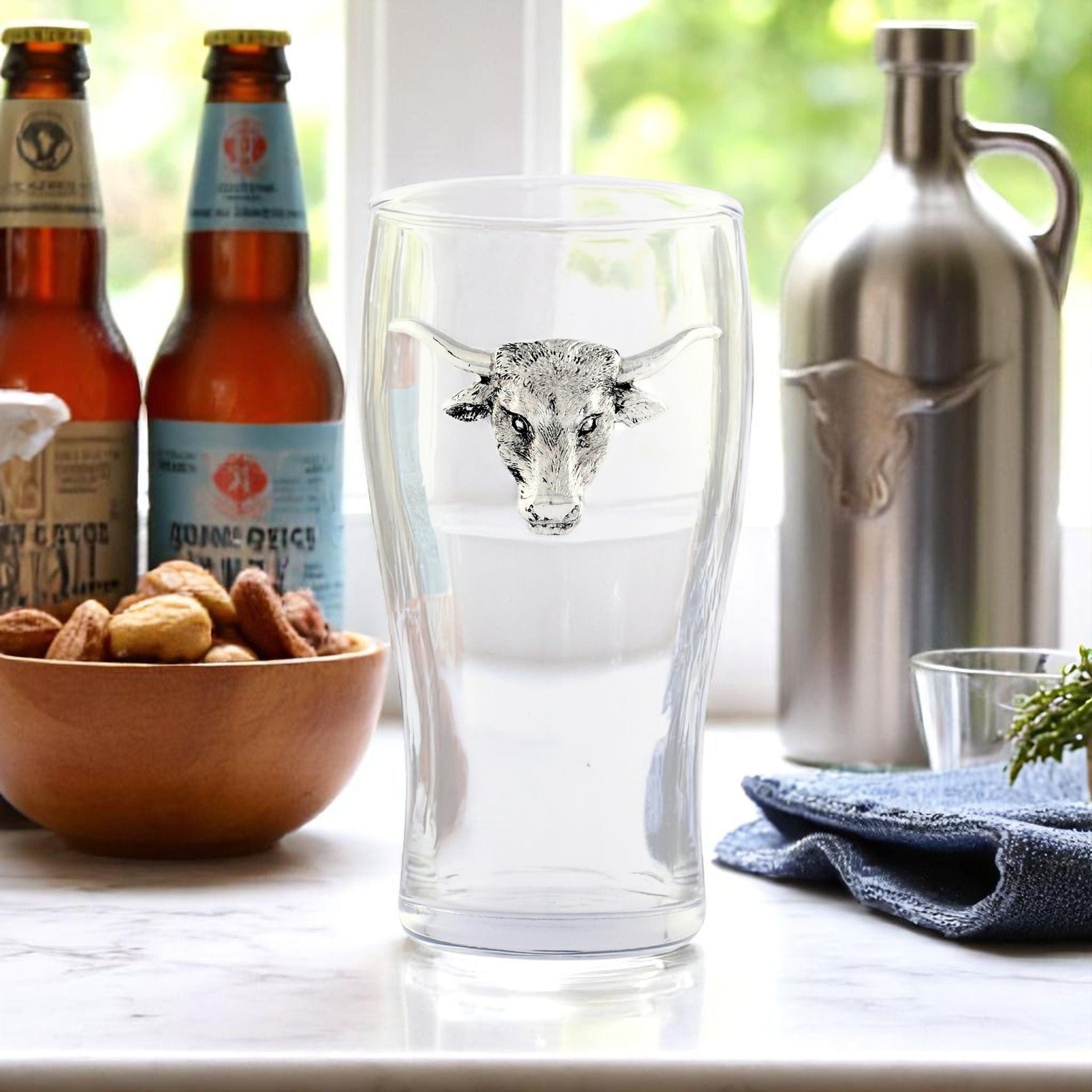 Longhorn Beer Pint Glasses - Set of 4 Arthur Court Designs