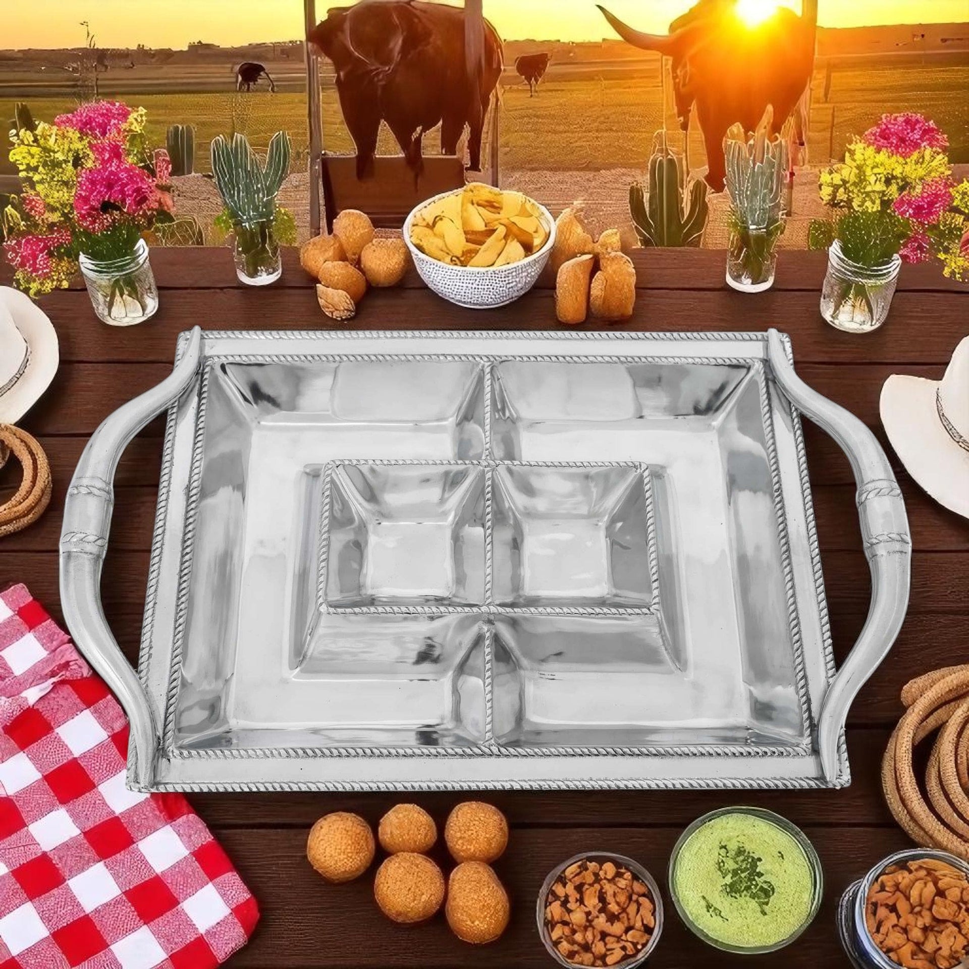 Longhorn Entertainment Tray Arthur Court Designs