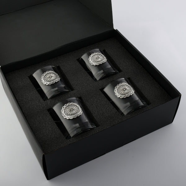 Western Concho Bar Glasses Set of 4 Arthur Court Designs