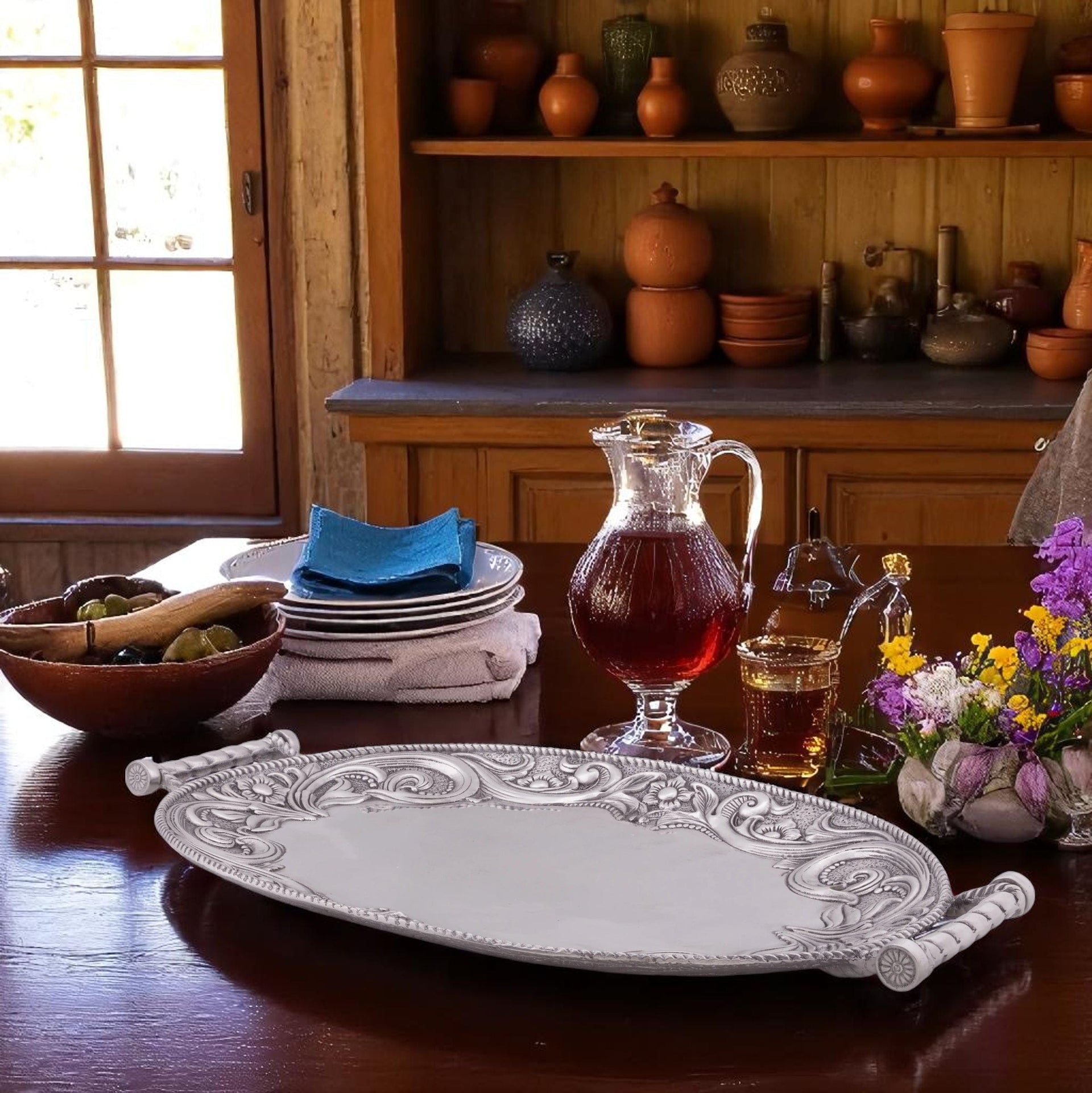 Western Leather Serving Tray Arthur Court Designs