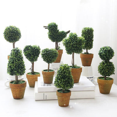 Artificial 1 Pc Heart Star Round Potted Decor  Bonsai  Ornament Home Garden Wedding Party Decor Home Decoration