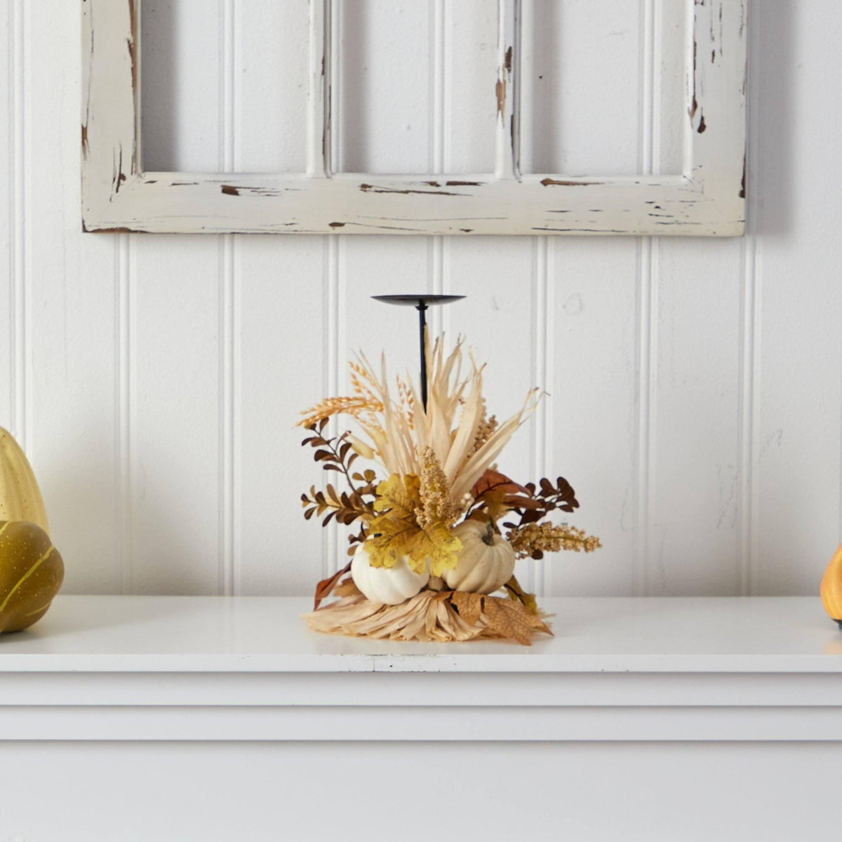 12” Autumn Harvest and Pumpkin Fall Candle Holder
