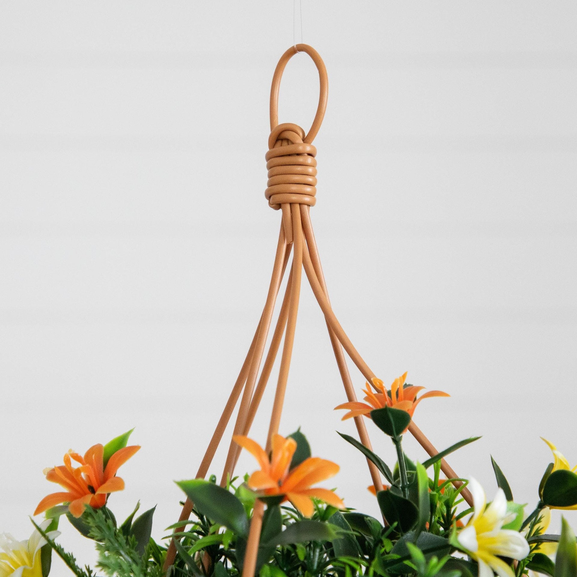 13” UV Resistant Artificial Lily and Mixed Greens in Woven Hanging Basket (Indoor/Outdoor) - Set of 2