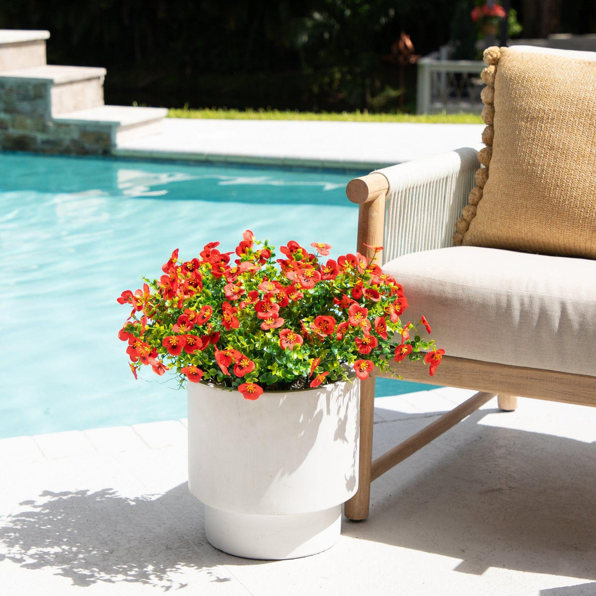 13in. UV Resistant Artificial Pansy Bush (Indoor/Outdoor) - Set of 12