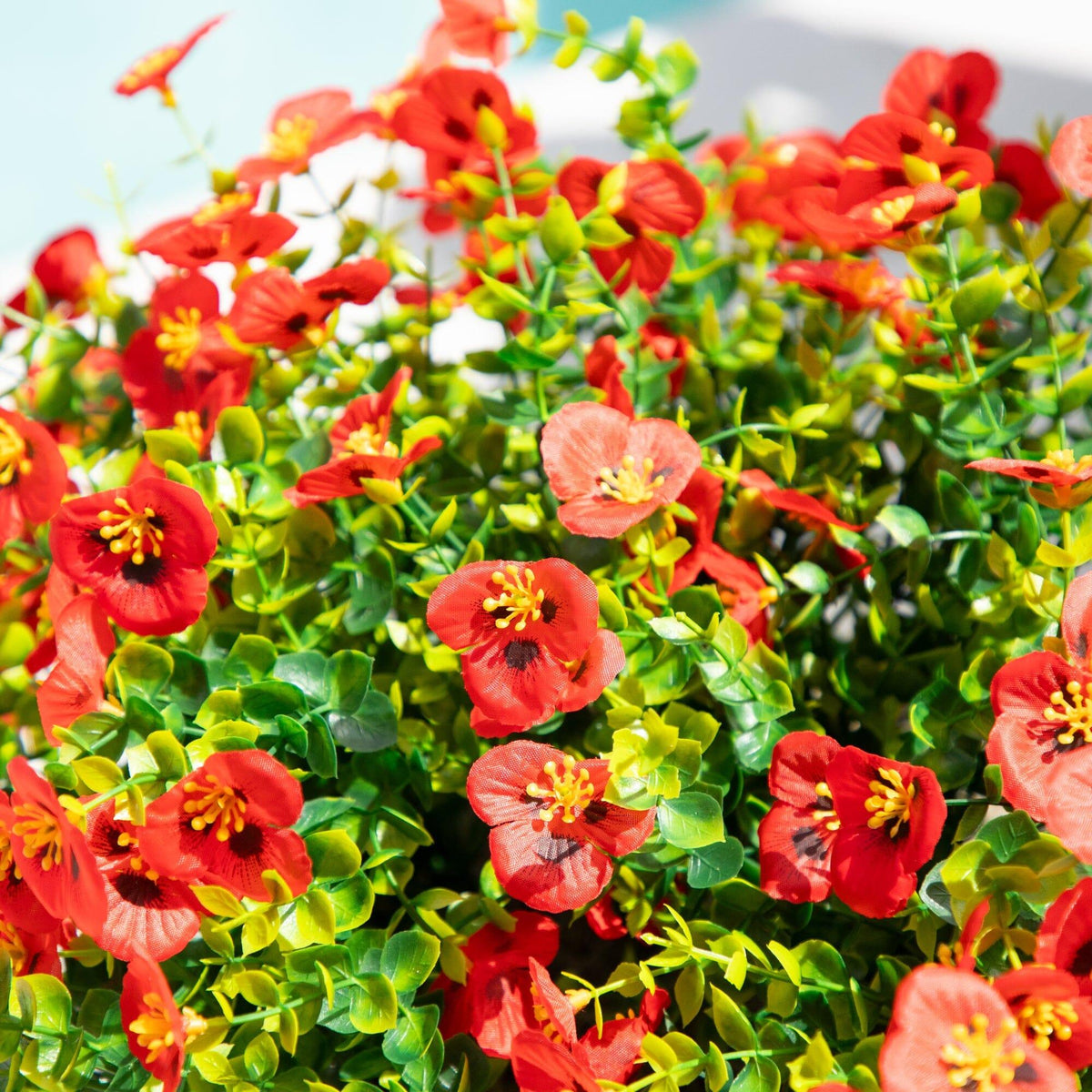 13in. UV Resistant Artificial Pansy Bush (Indoor/Outdoor) - Set of 12