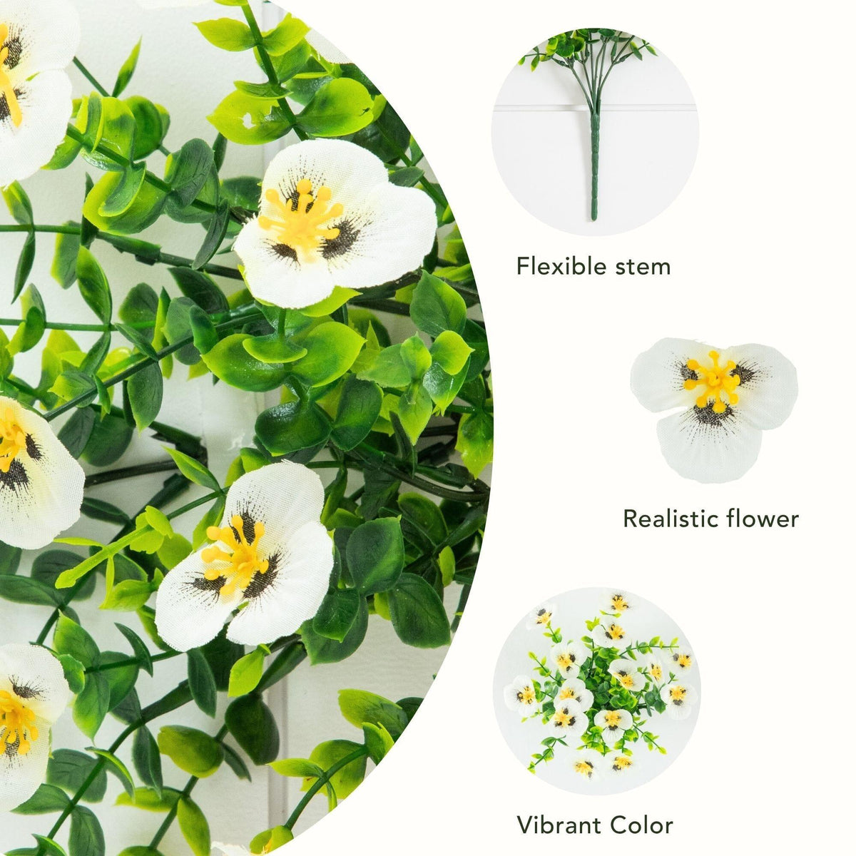 13in. UV Resistant Artificial Pansy Bush (Indoor/Outdoor) - Set of 12