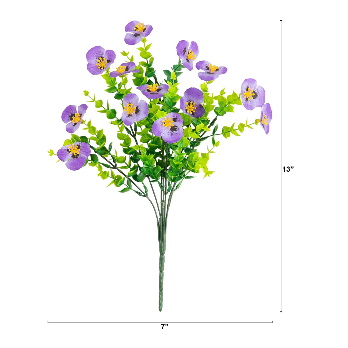13in. UV Resistant Artificial Pansy Bush (Indoor/Outdoor) - Set of 12