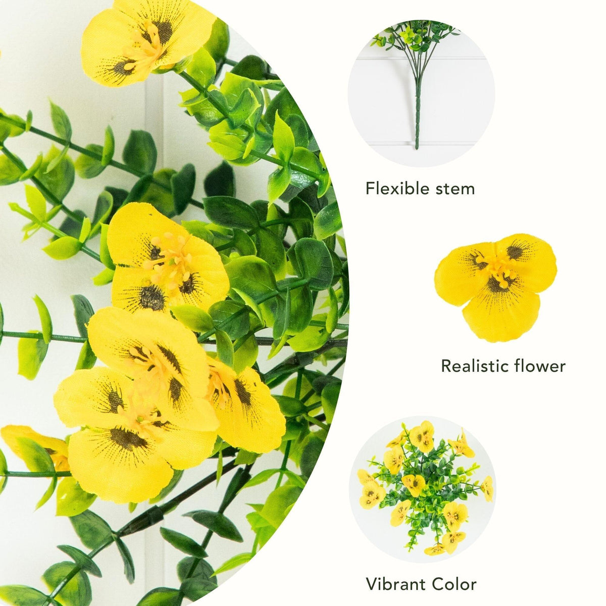 13in. UV Resistant Artificial Pansy Bush (Indoor/Outdoor) - Set of 12