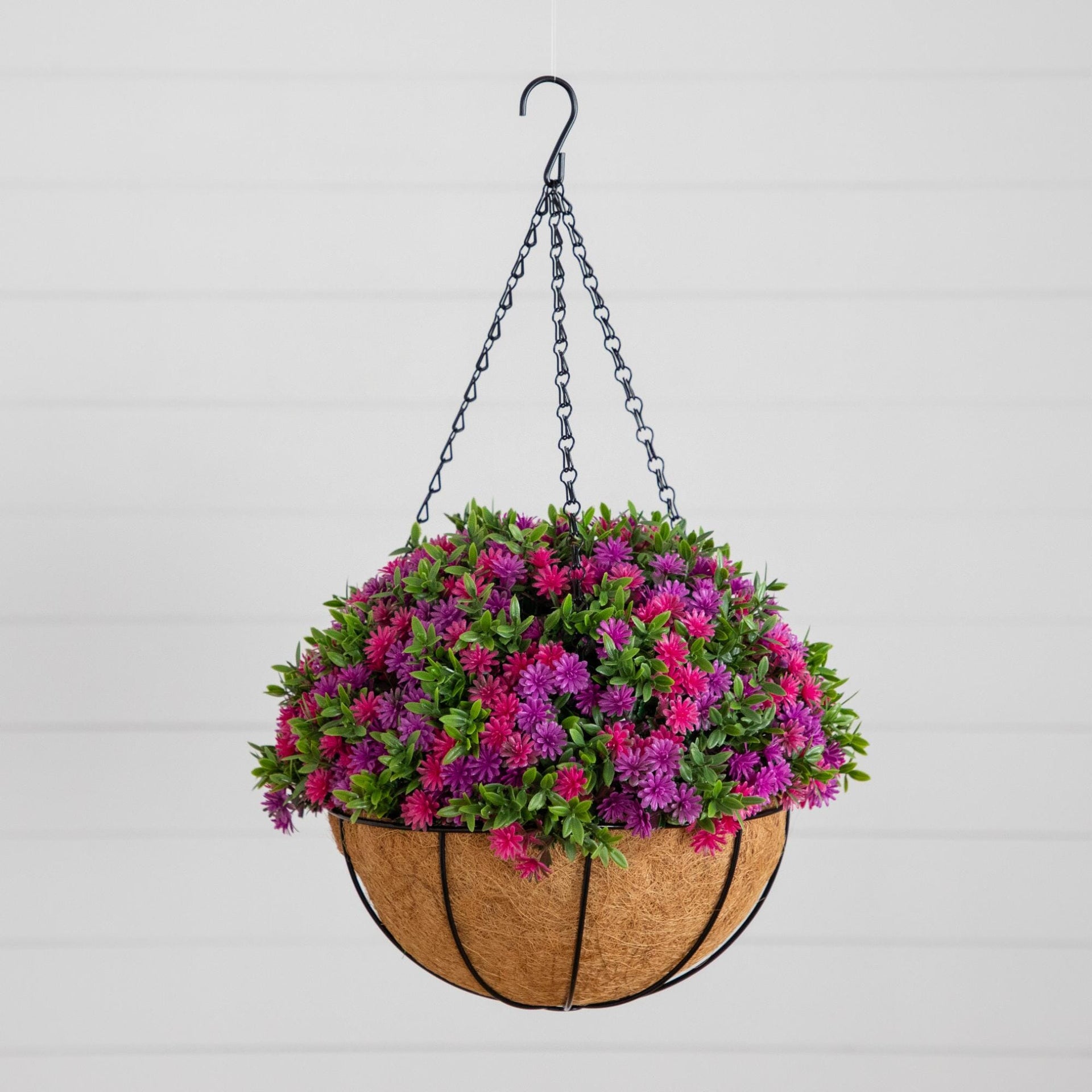 19” UV Resistant Artificial Dandelion and Aptenia Plant in Hanging Basket (Indoor/Outdoor)