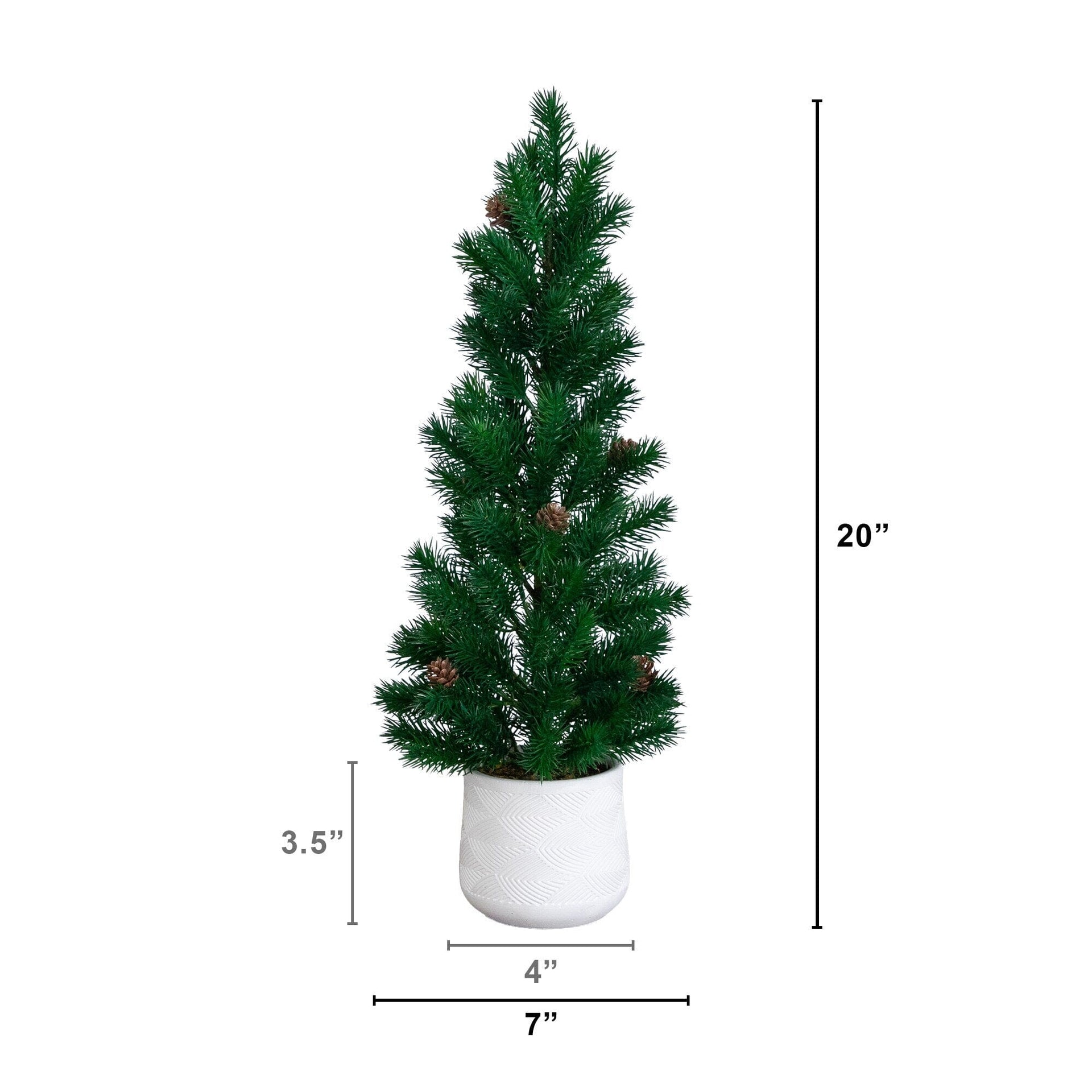 20” Artificial Christmas Tree with Pinecones in White Ceramic Planter
