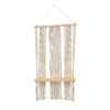 2.5’ x 1.5’ Layered Macrame Wall Hanging with Wooden Shelf
