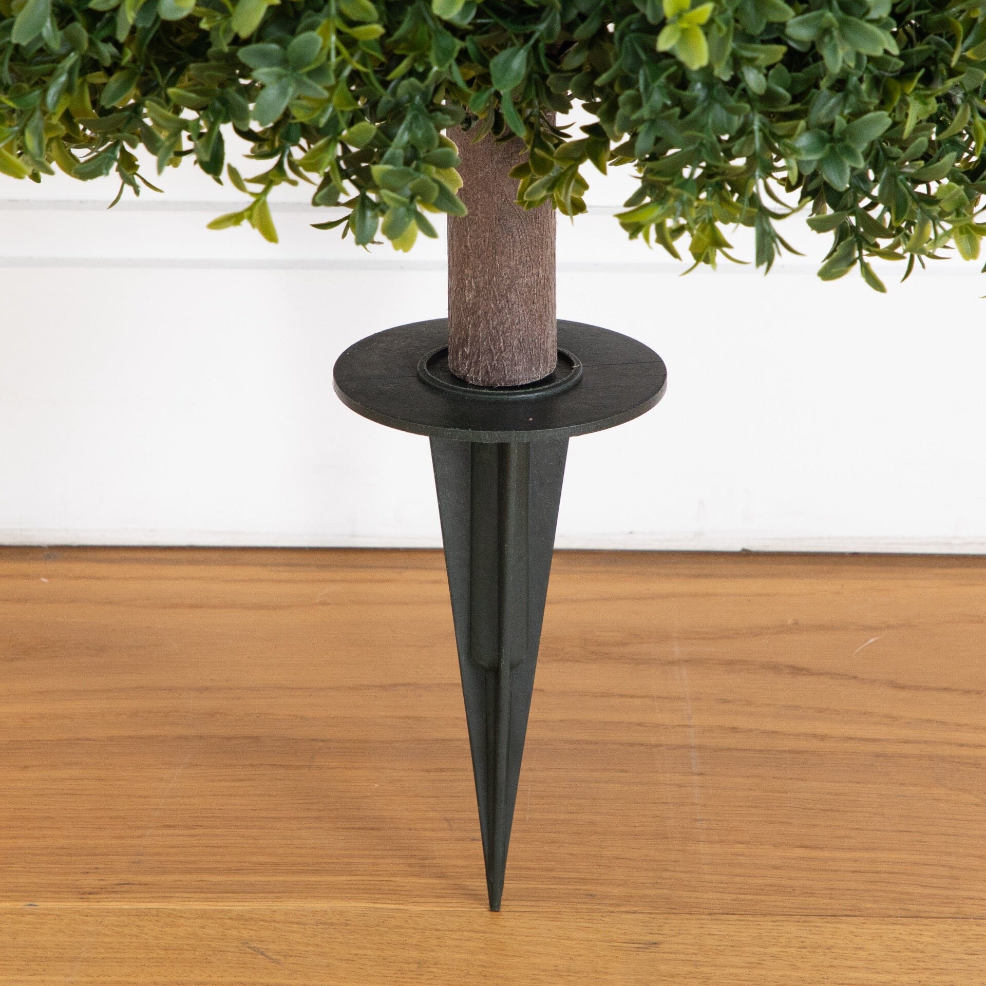 27” UV Resistant Artificial Boxwood Topiary with Integrated Ground Stake (Indoor/Outdoor) - Set of 2