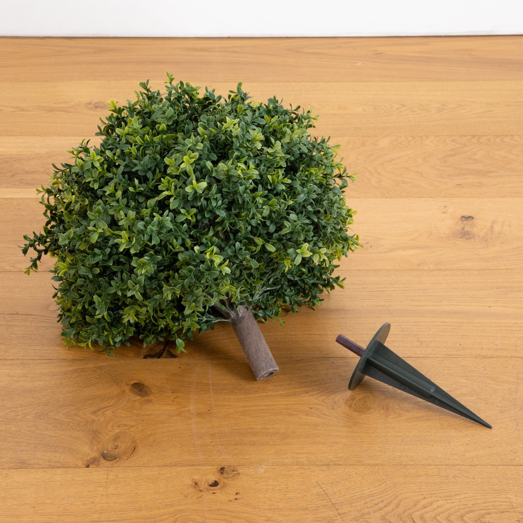 27” UV Resistant Artificial Boxwood Topiary with Integrated Ground Stake (Indoor/Outdoor) - Set of 2