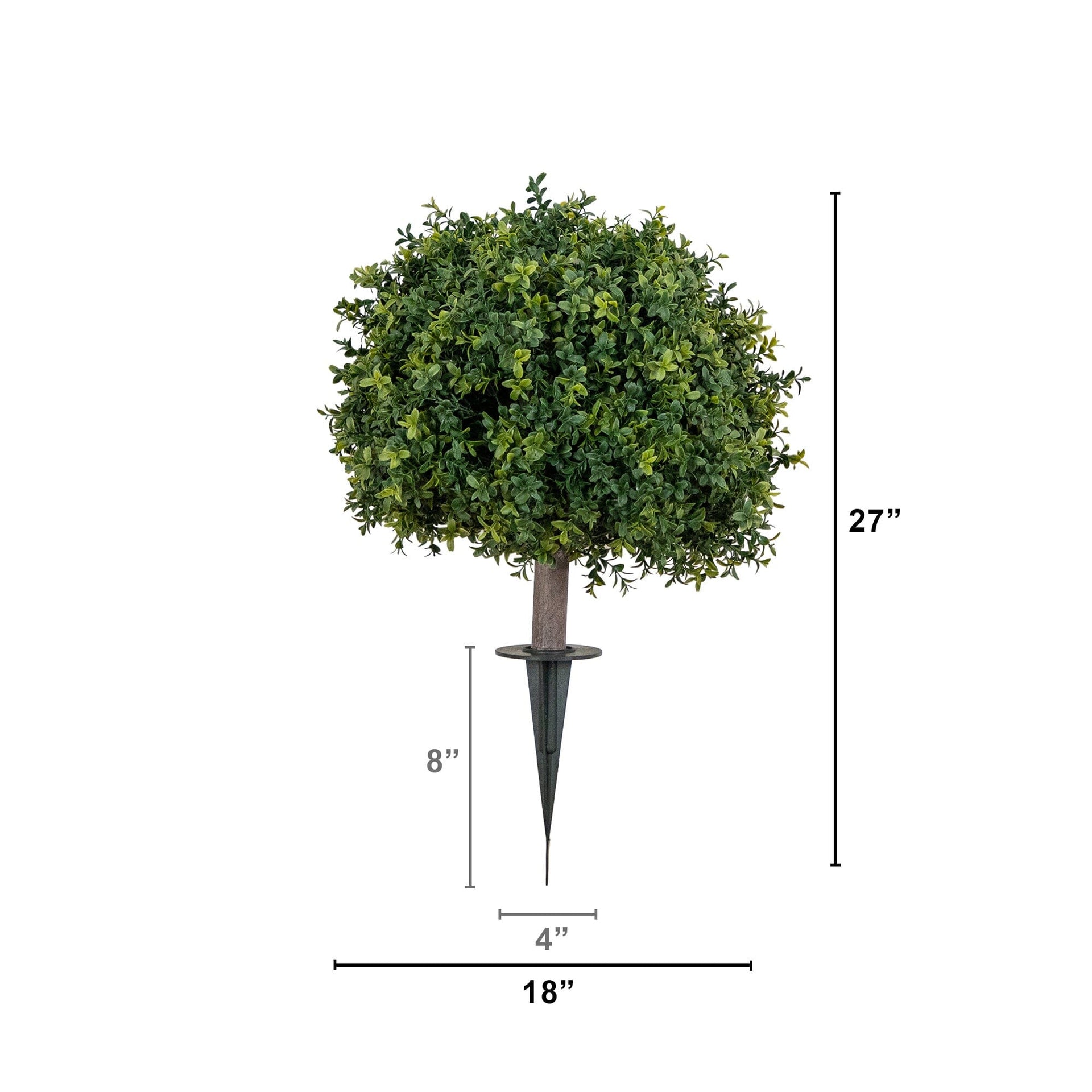 27” UV Resistant Artificial Boxwood Topiary with Integrated Ground Stake (Indoor/Outdoor) - Set of 2