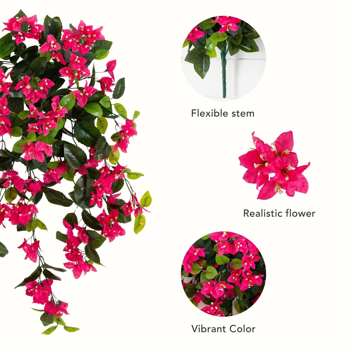 28” UV Resistant Artificial Bougainvillea Hanging  Plant (Indoor/Outdoor) - Set of 2