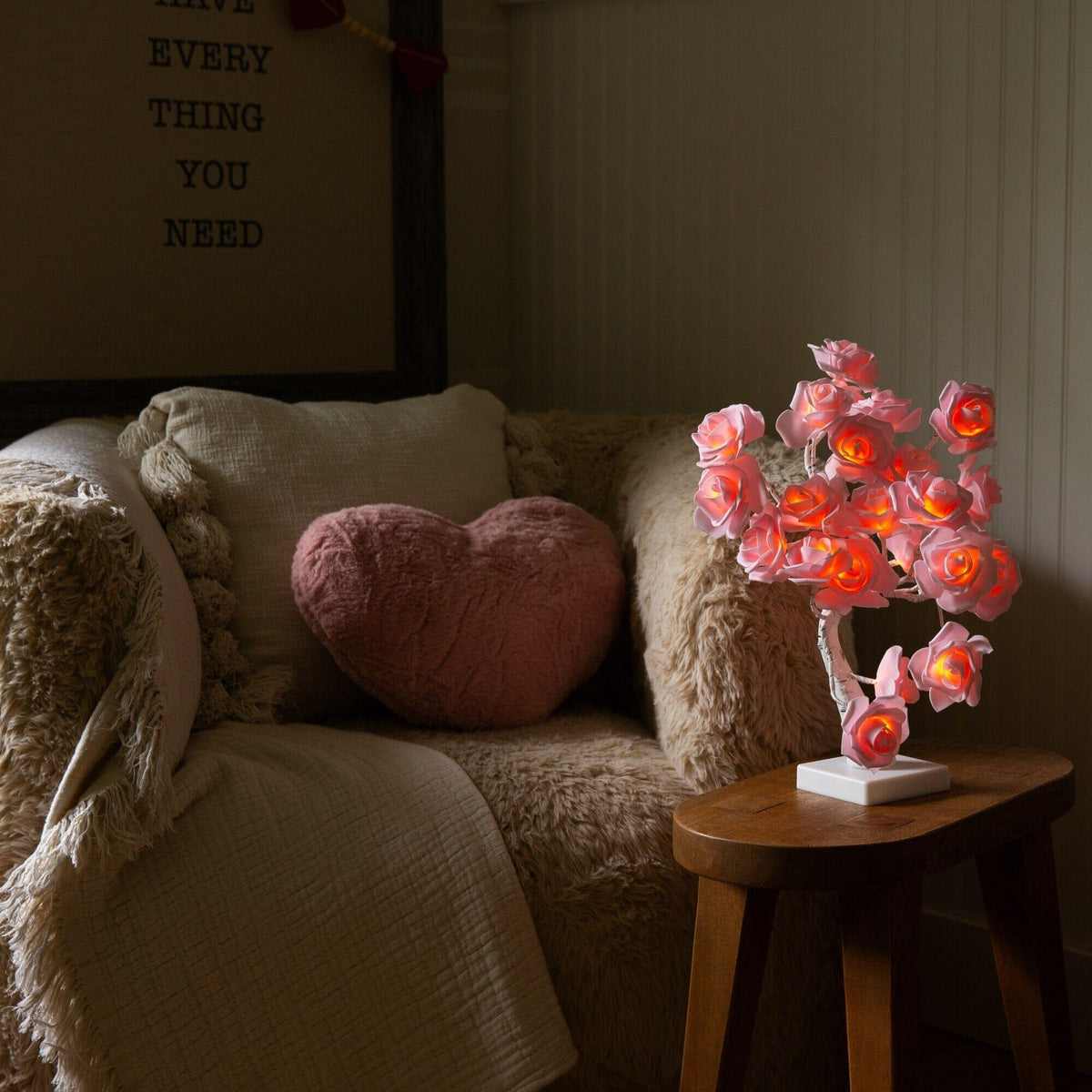 2' Pre-Lit Artificial Valentine's Day Twig Tree with 24 Rose Shaped LED Lights