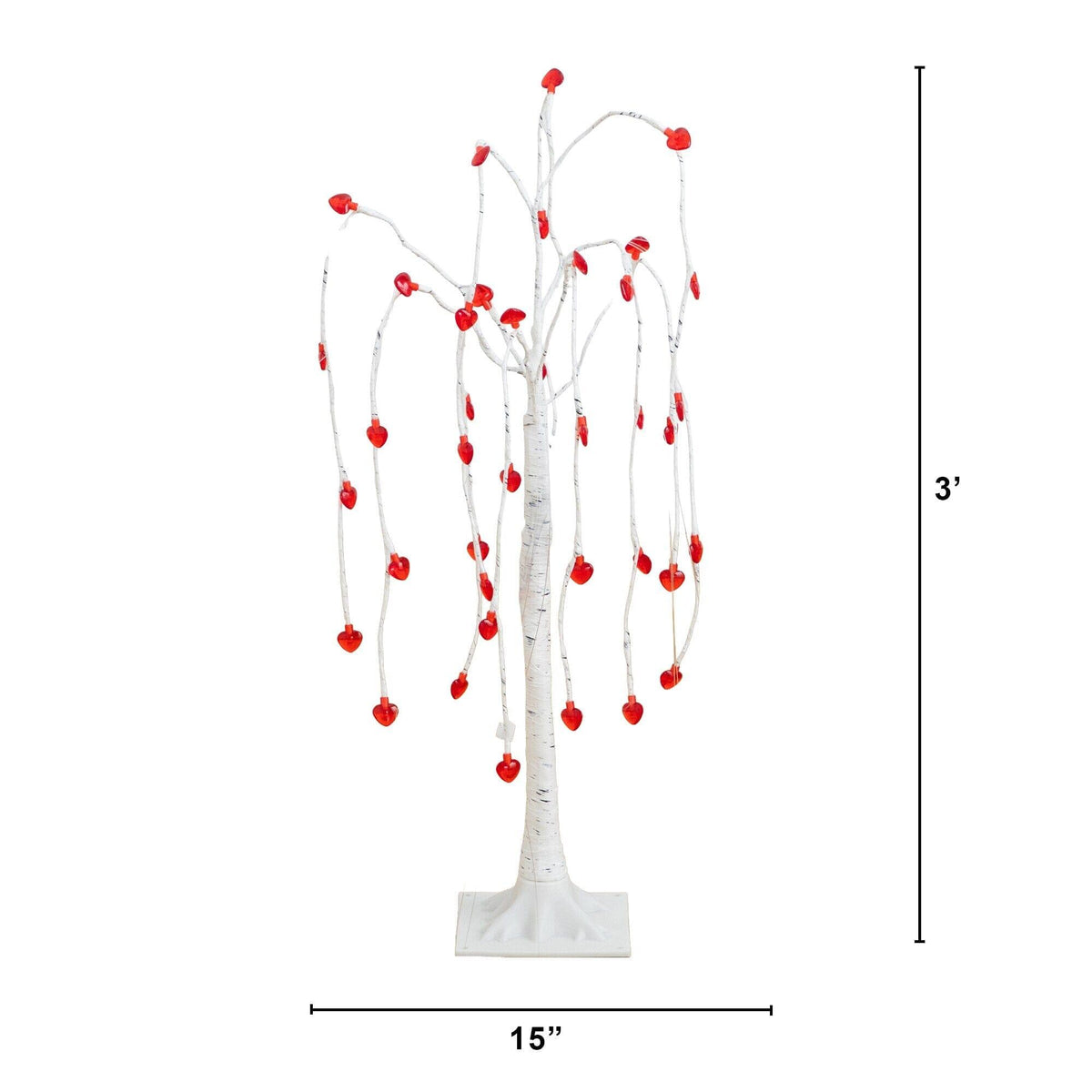 3' Pre-Lit Artificial Valentine's Day Willow Tree with 40 Heart Shaped LED Lights