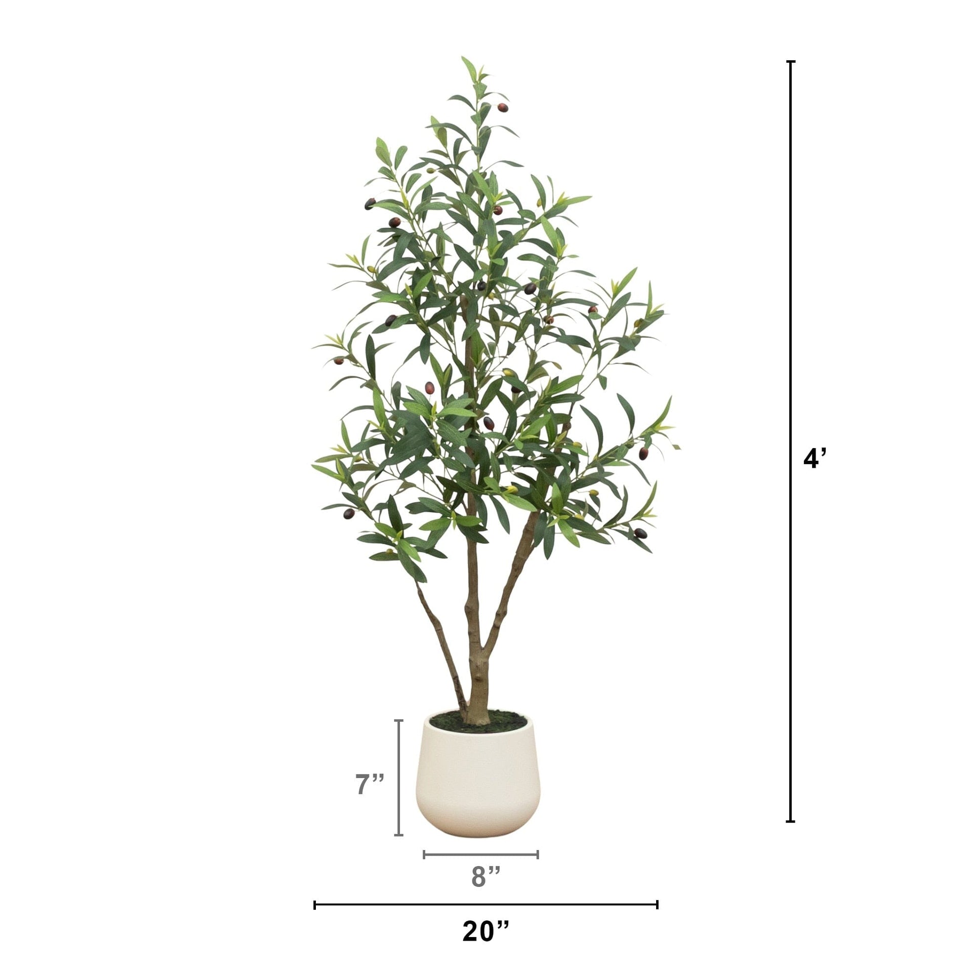 4’ Artificial Olive Tree in White Decorative Planter