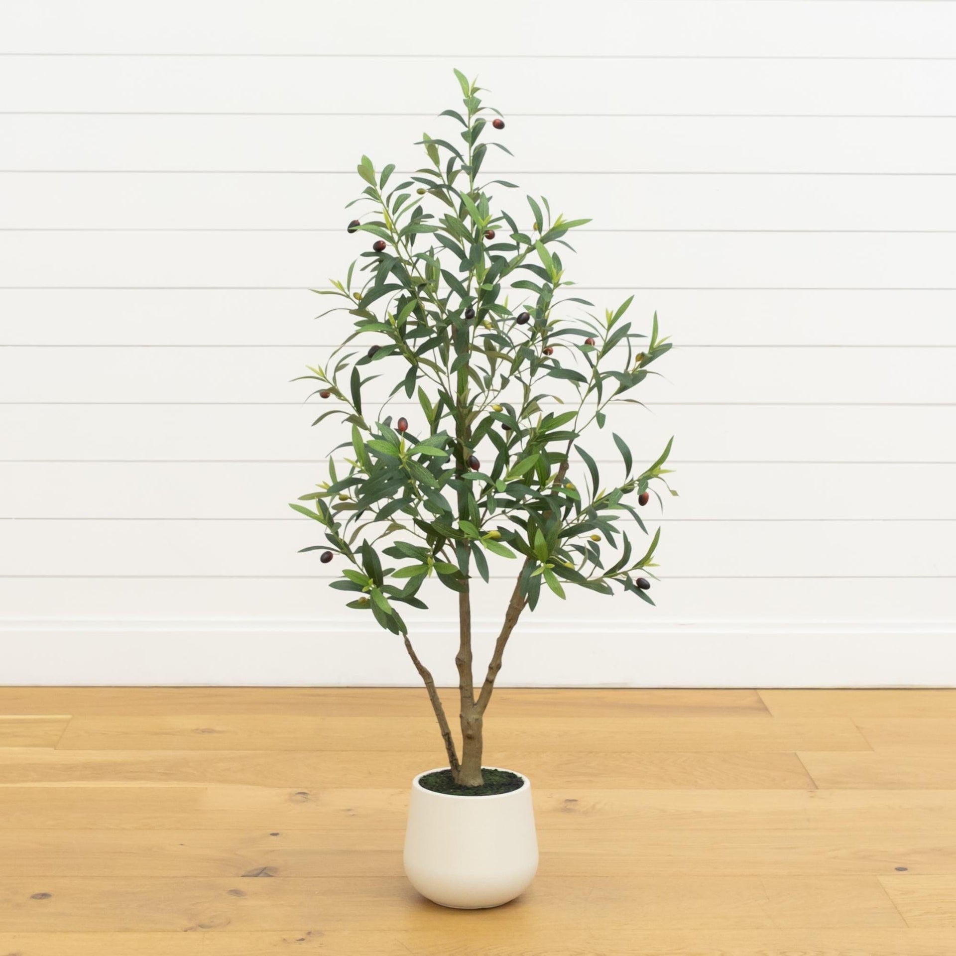 4’ Artificial Olive Tree in White Decorative Planter