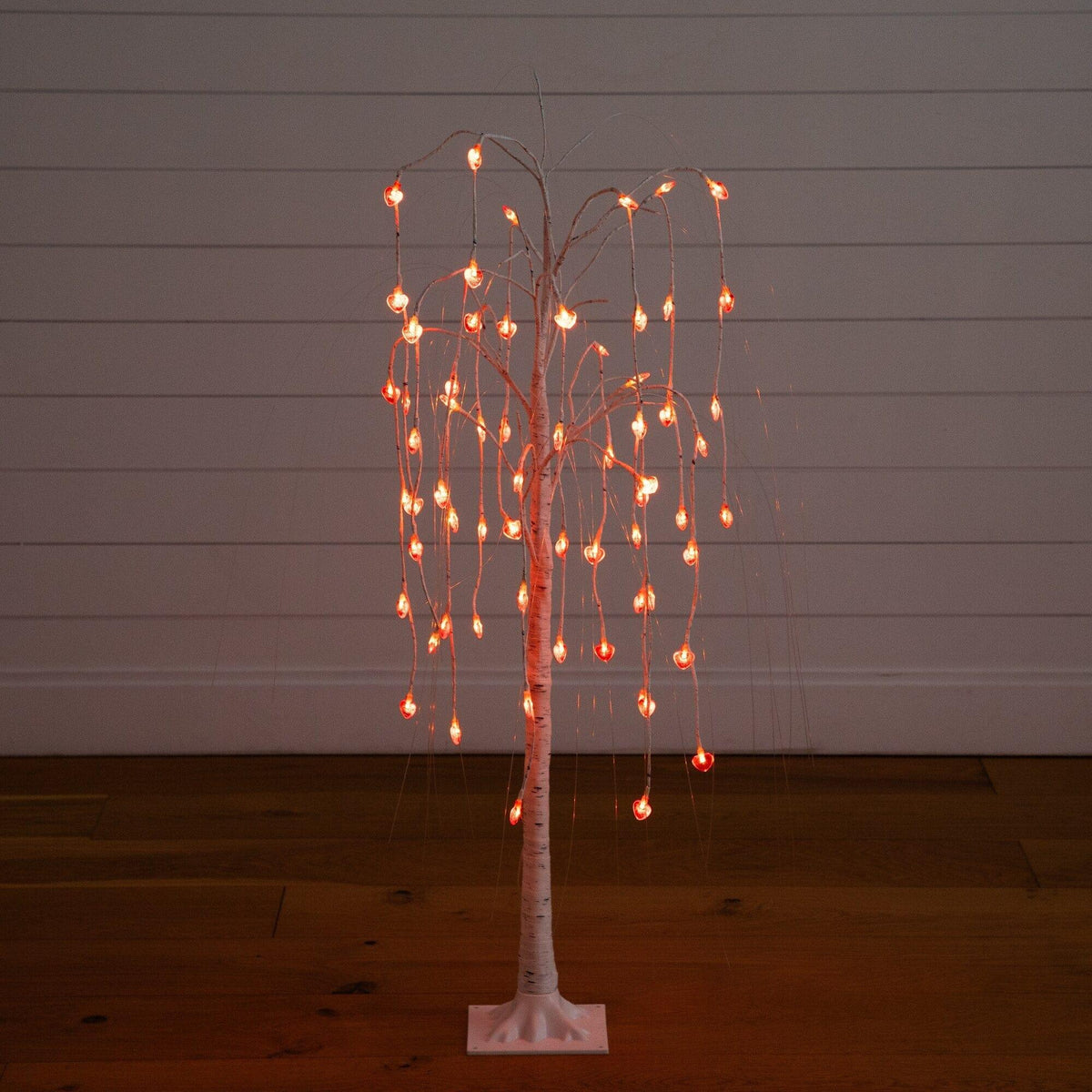 4' Pre-Lit Artificial Valentine's Day Willow Tree with 48 Heart Shaped LED Lights