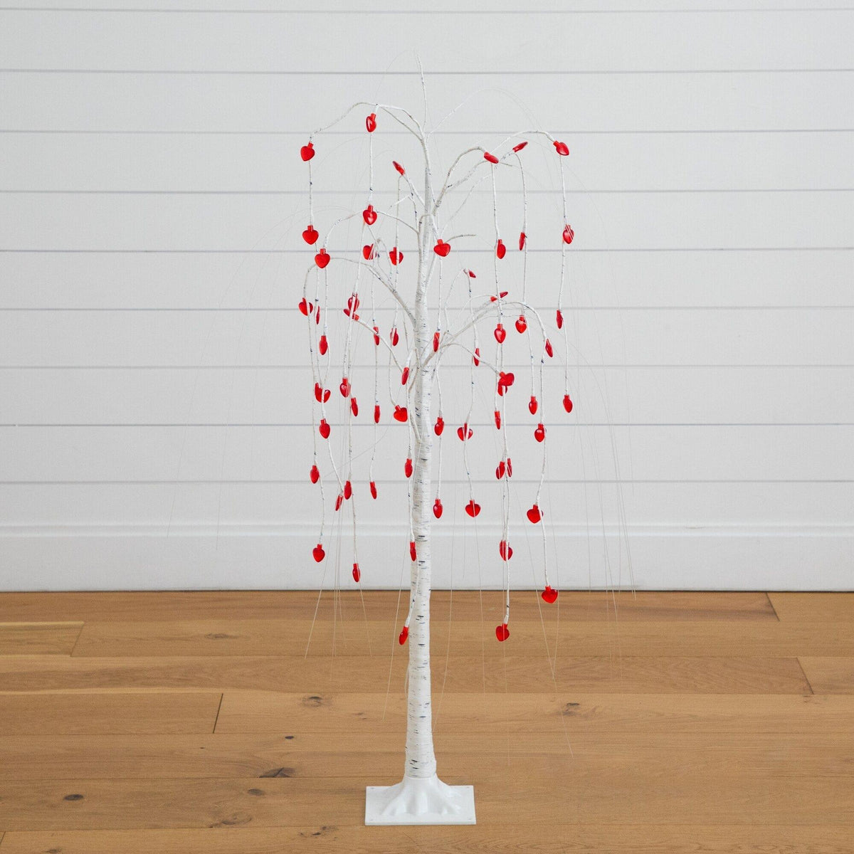 4' Pre-Lit Artificial Valentine's Day Willow Tree with 48 Heart Shaped LED Lights