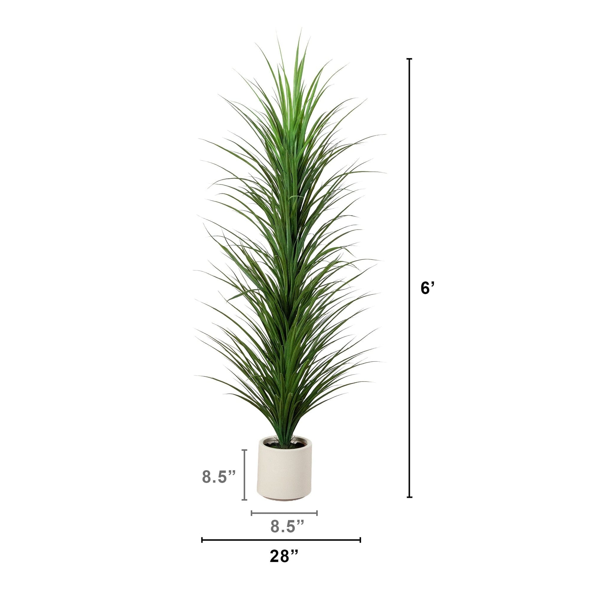 6’ UV Resistant Artificial Grass Plant in White Decorative Planter (Indoor/Outdoor)