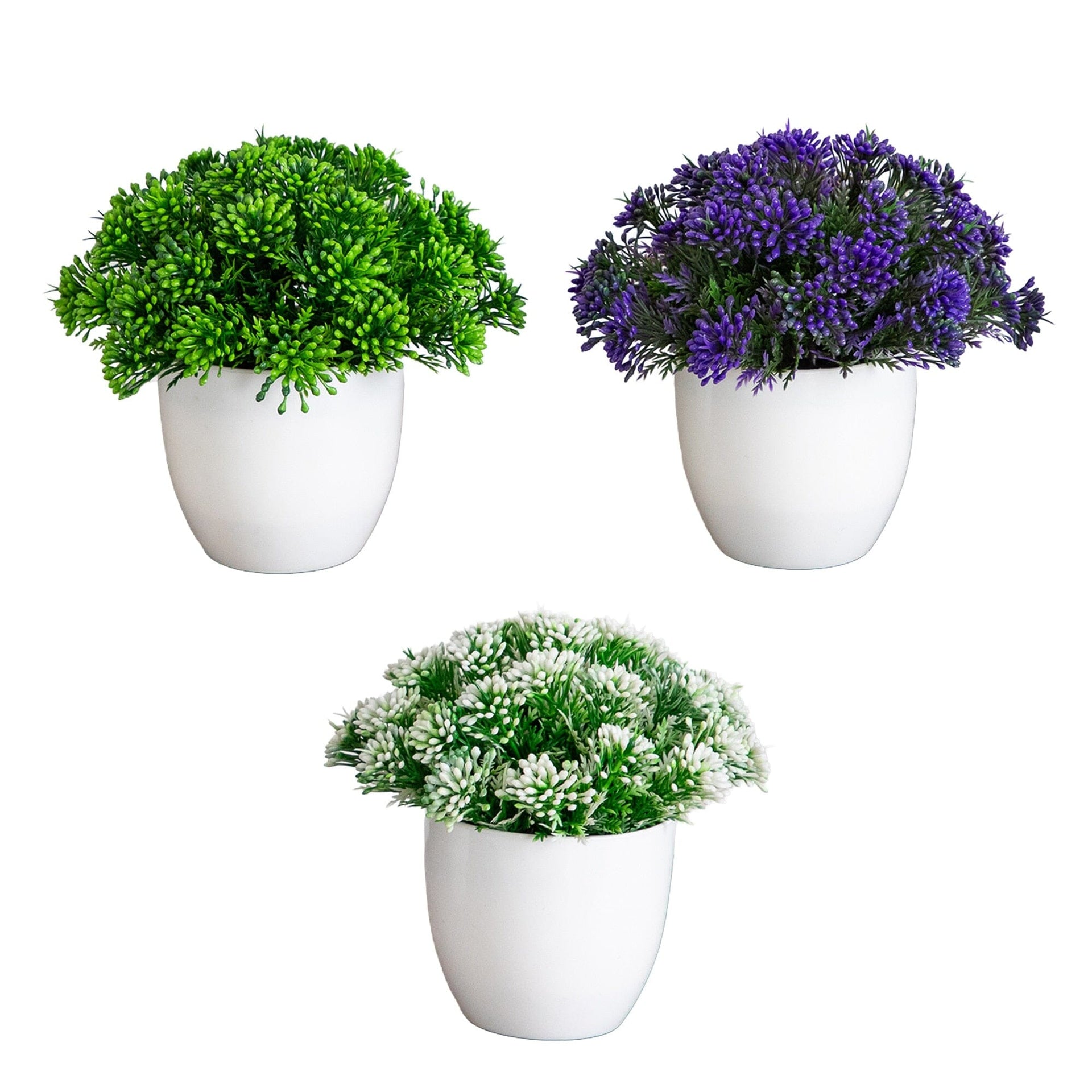 6.5” Artificial Mixed Grass Plant in White Planter - Set of 3