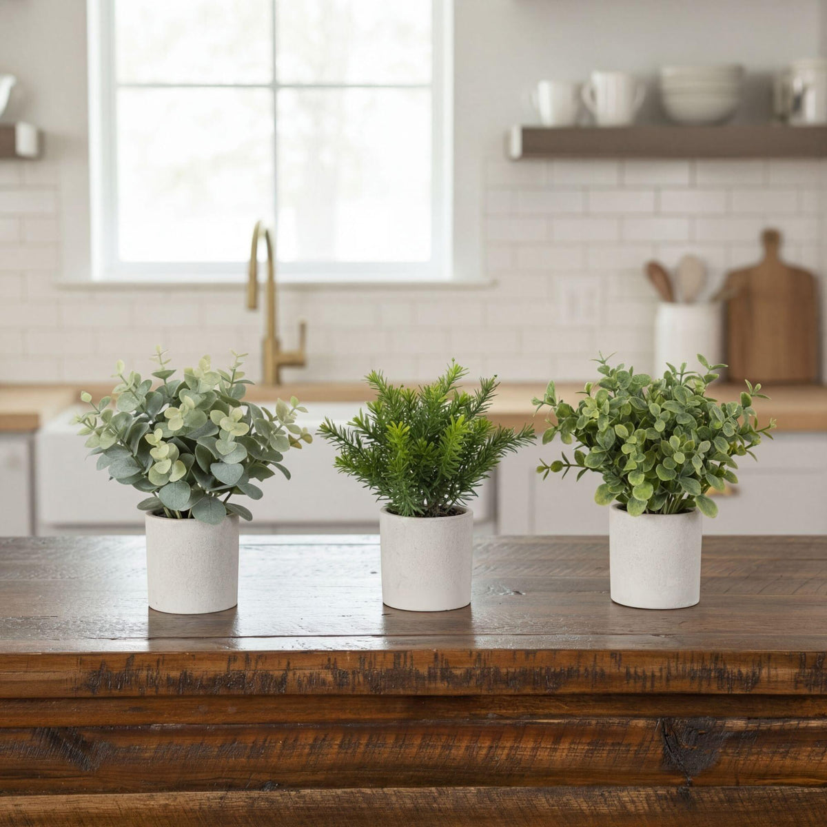 8” Artificial Mini Greenery Potted Plant - Set of 3