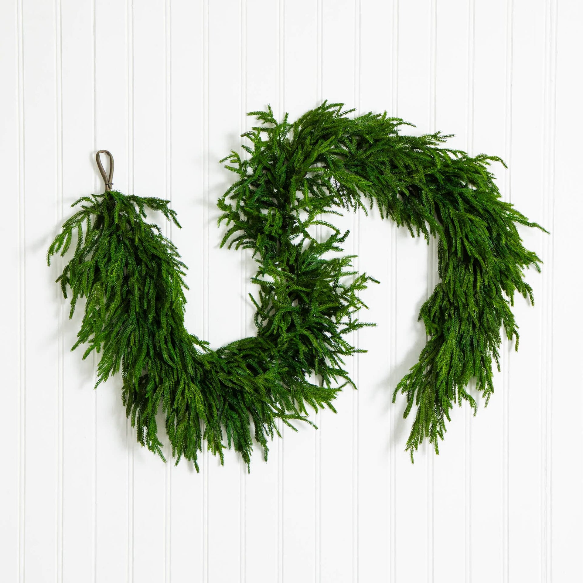 8' Artificial Real Touch Norfolk Island Pine Garland with Natural Look