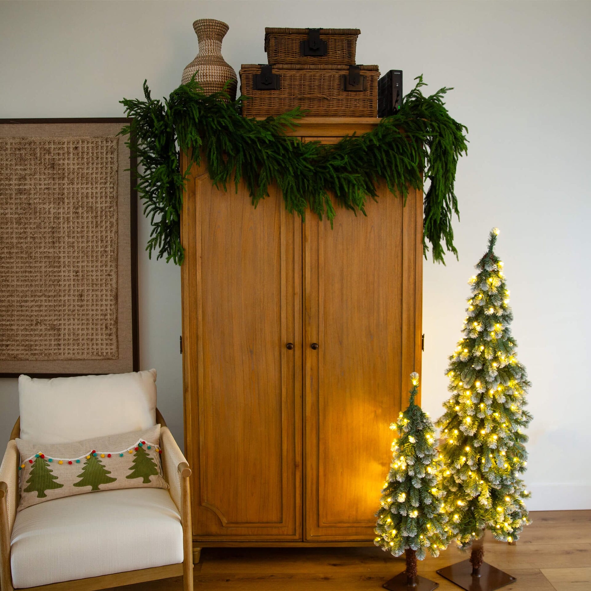 8' Artificial Real Touch Norfolk Island Pine Garland with Natural Look