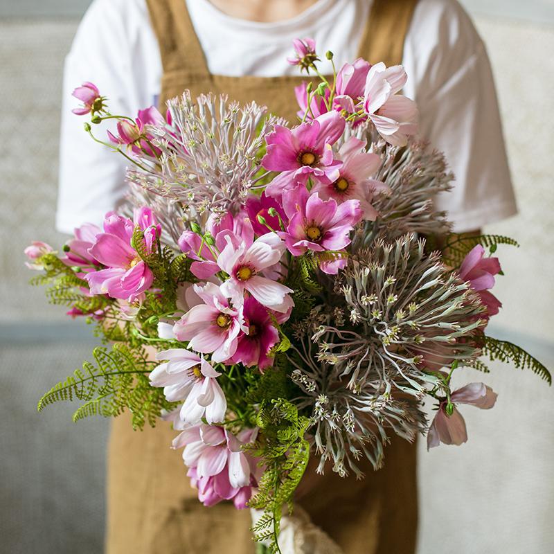 Artificial Silk Flower Bouquet Pink Daisy  20