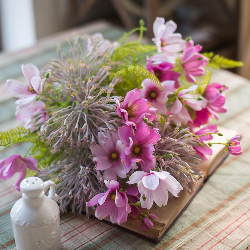 Artificial Silk Flower Bouquet Pink Daisy  20