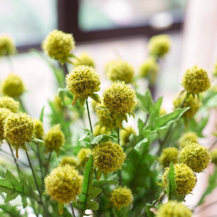 Faux Silk Artificial Flower Pompom Stem 28