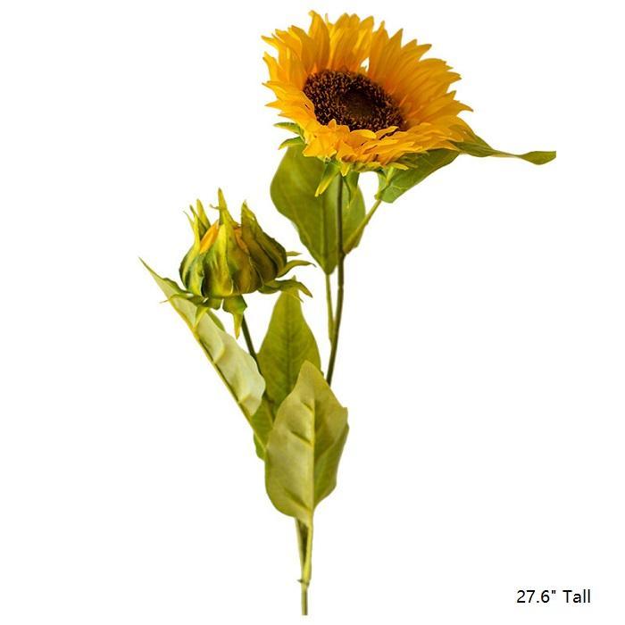 Faux Artificial Flower Silk Sunflower Stem 28