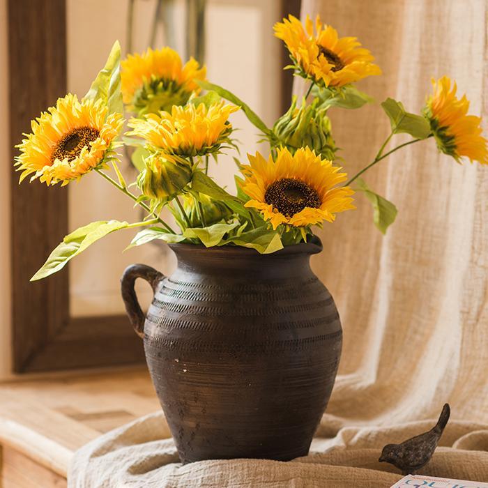 Faux Artificial Flower Silk Sunflower Stem 28