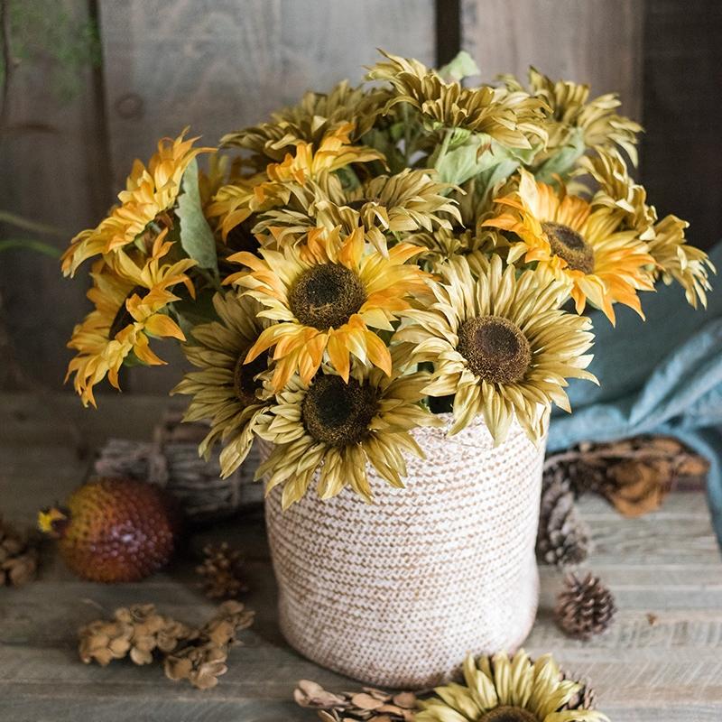 Faux Silk Artificial Flower Van Gogh Sunflower Bunch 21