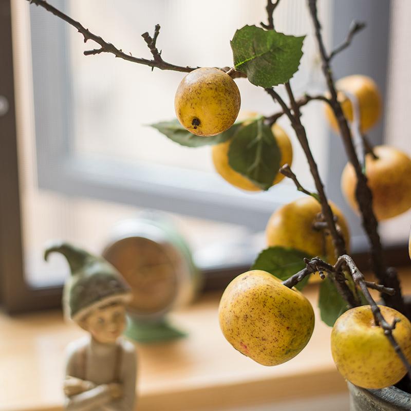 Artificial Fruit Yellow Apple Pear Stem 27