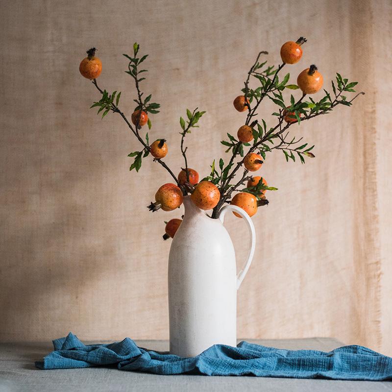 Artificial Fruit Yellow Orange Pomegranate Fruit Stem 36
