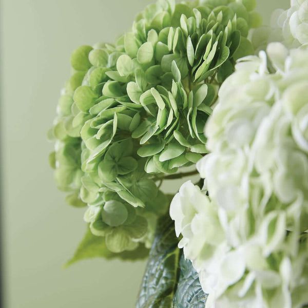 Faux Green Hydrangea Bouquet with Real-Touch Petals