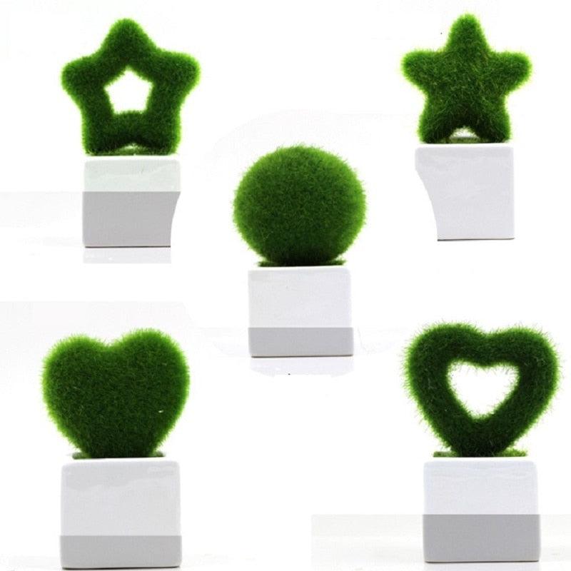Artificial Lawn Simulation Grass Pile Simulation Flocking Love Star Bonsai Fake Flower Grass Ball For Home Decorations Ornaments Gifts