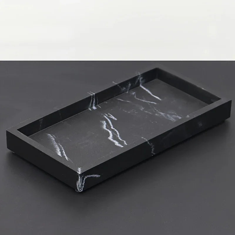 Artificial marble bathroom sink tray, bathroom tray with very good hand feel and texture, suitable for home, hotel, office building and other bathroom storage trays. Bathroom tray, home model room decoration, very good effect