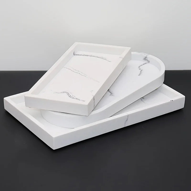 Artificial marble bathroom sink tray, bathroom tray with very good hand feel and texture, suitable for home, hotel, office building and other bathroom storage trays. Bathroom tray, home model room decoration, very good effect
