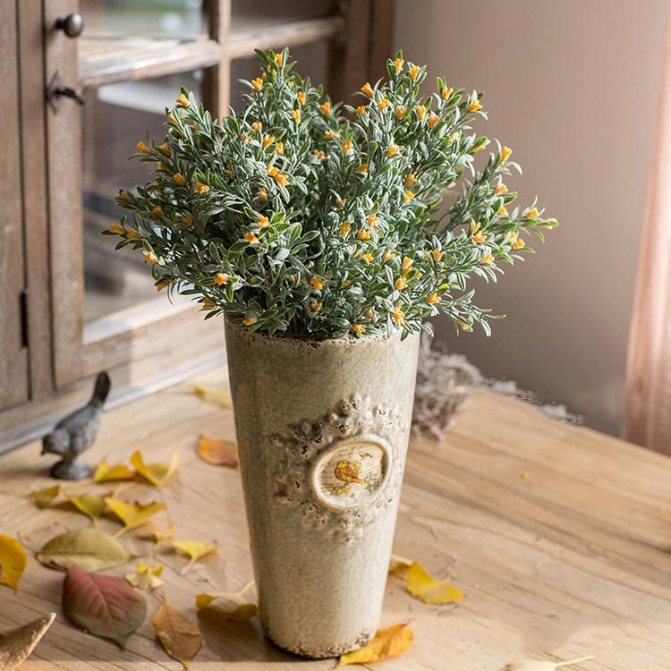 Artificial Plant Silk Small Orchid Stem Set in Yellow 13