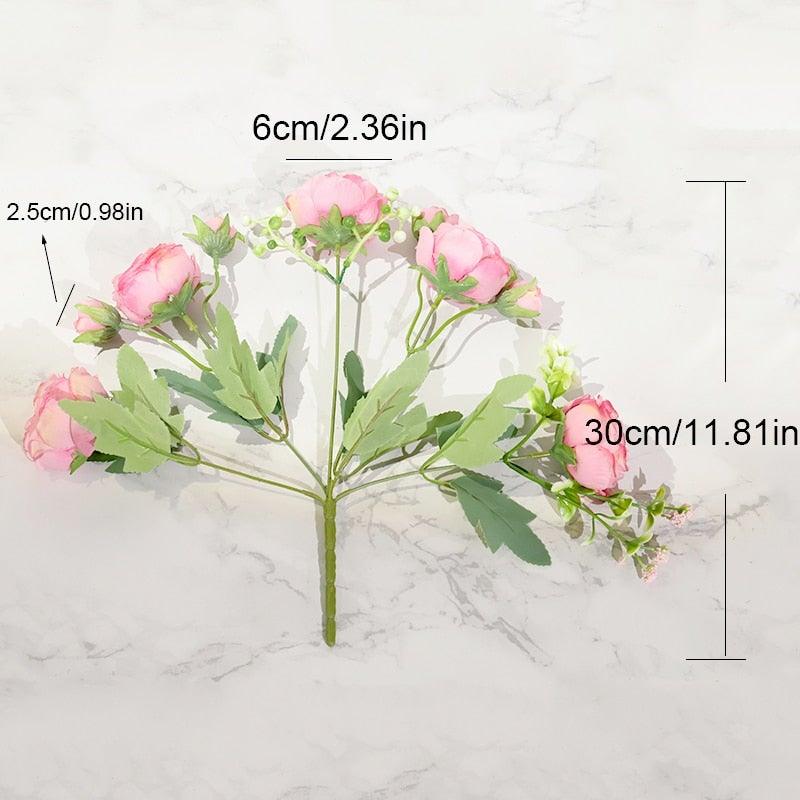 Artificial Rose Flowers Bouquet Pink And White Silk Peony Rose For Home Bridal Wedding Party Festival Decor