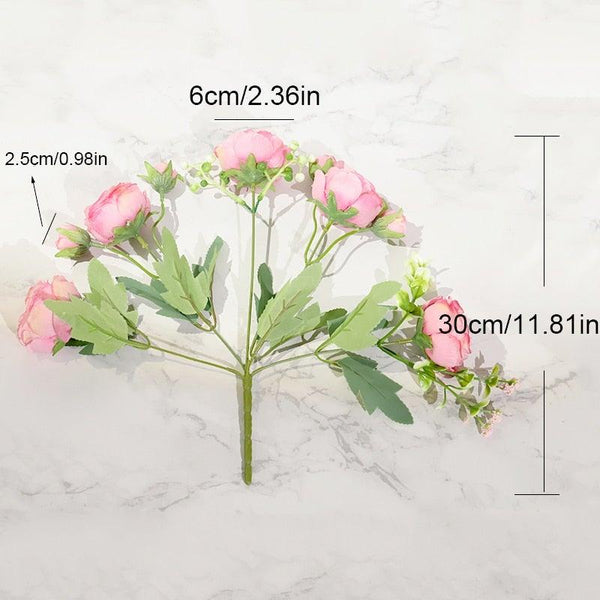 Artificial Rose Flowers Bouquet Pink And White Silk Peony Rose For Home Bridal Wedding Party Festival Decor