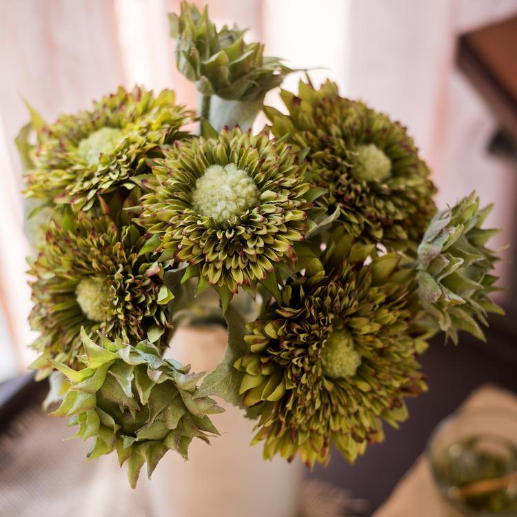 Artificial Sunflower Bouquet in Green or Orange 18