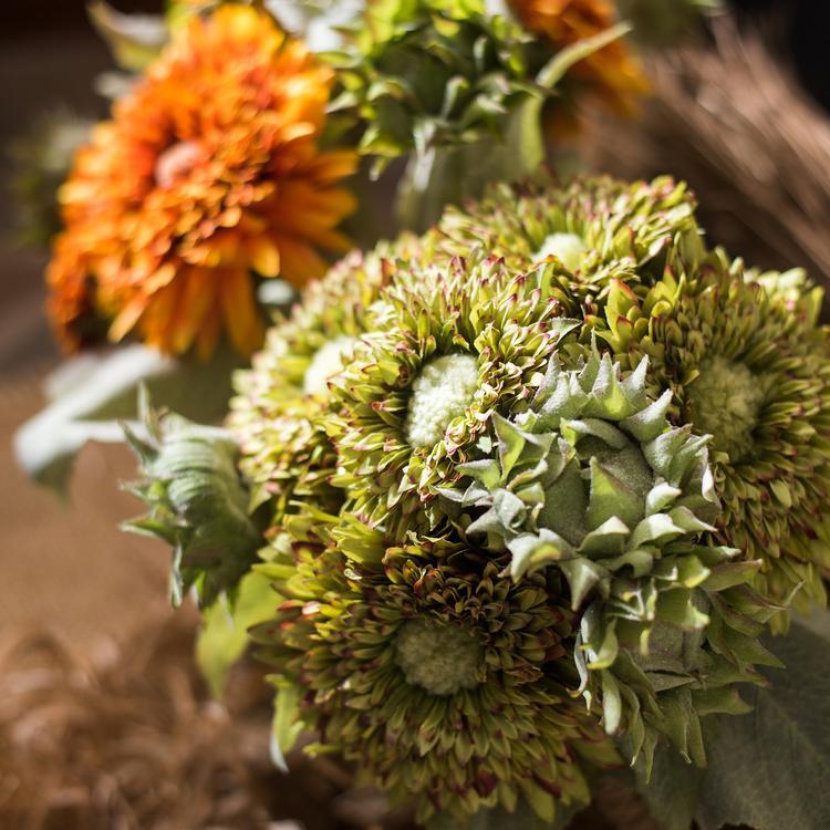 Artificial Sunflower Bouquet in Green or Orange 18