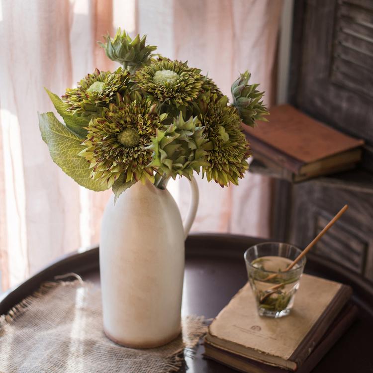 Artificial Sunflower Bouquet in Green or Orange 18