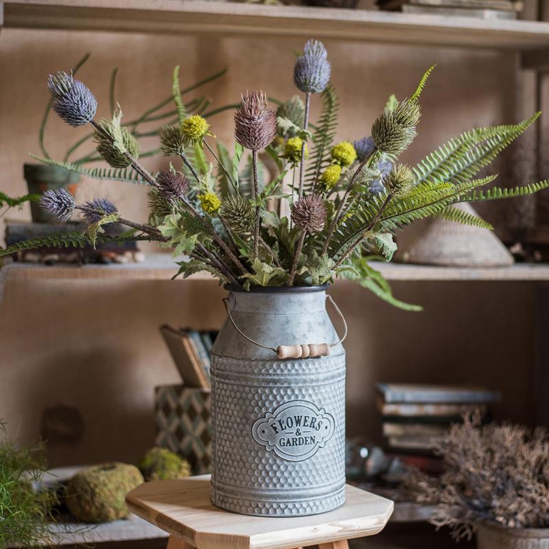 Faux Silk Artificial Thistle Flower Stem 26
